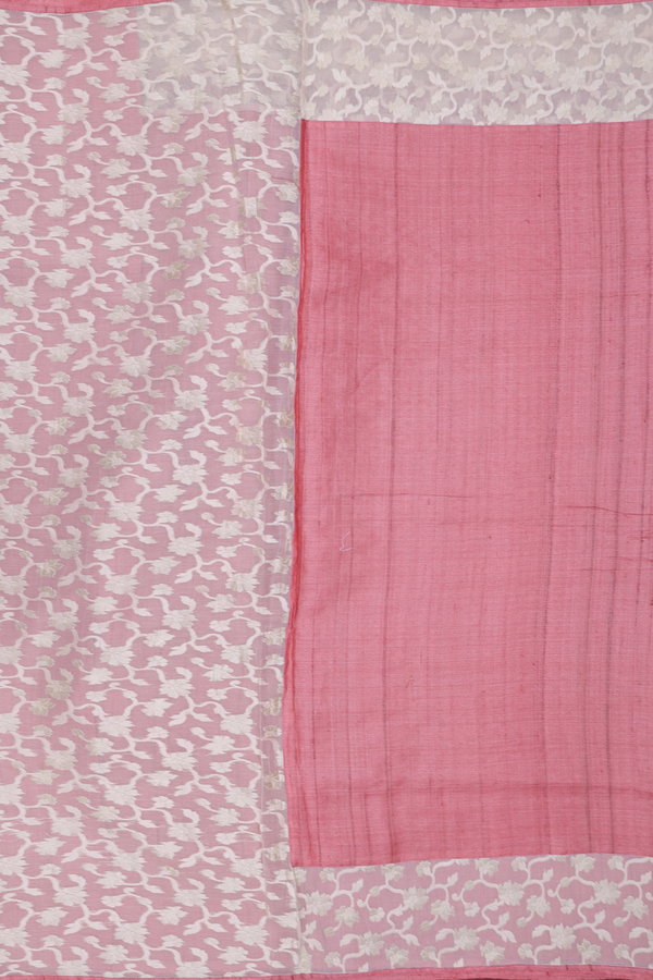 Tussar Silk Saree In Dark Peach With Contrast Border