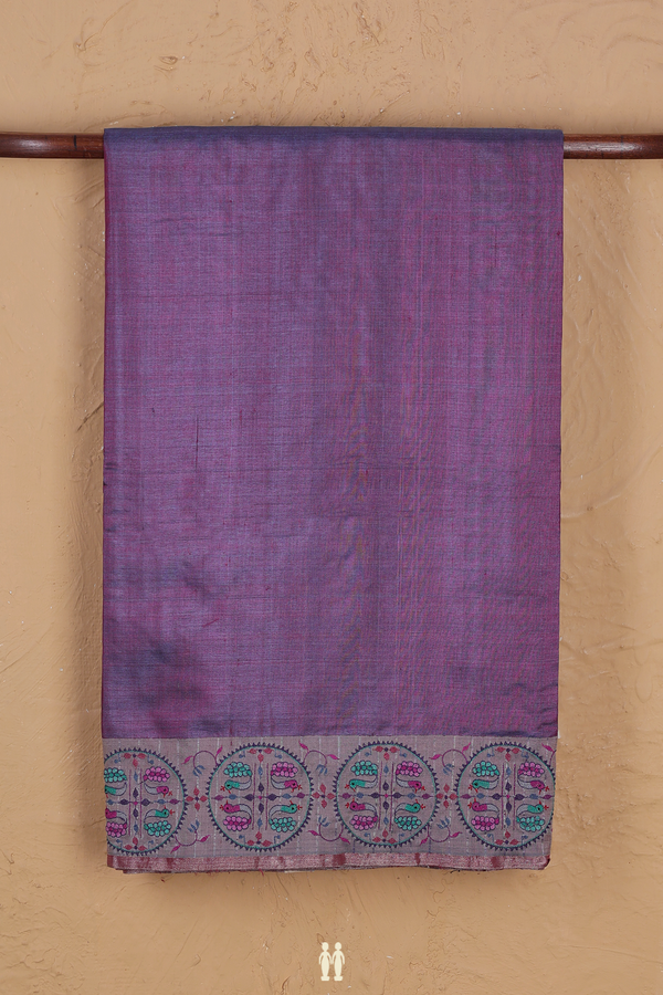 Tussar Silk Saree In Dual Tone With Embroidered Border