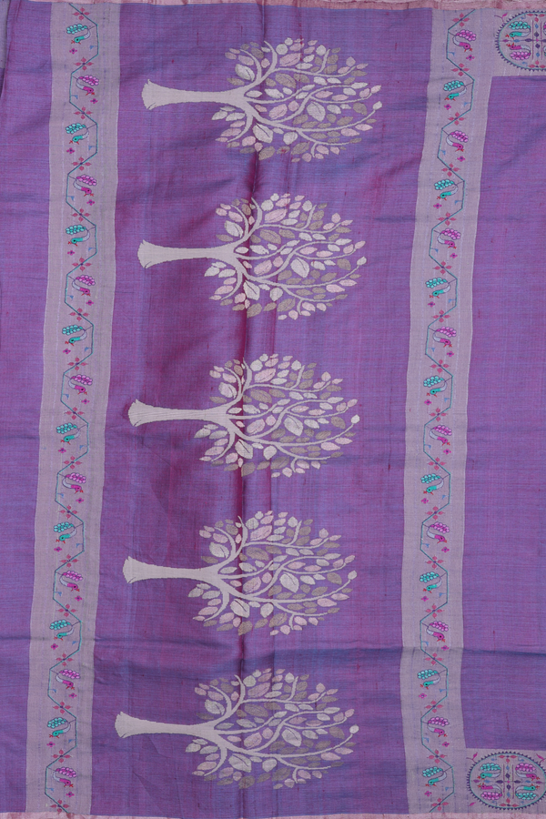 Tussar Silk Saree In Dual Tone With Embroidered Border