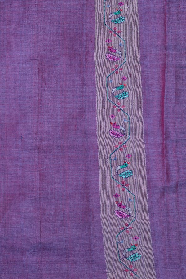Tussar Silk Saree In Dual Tone With Embroidered Border