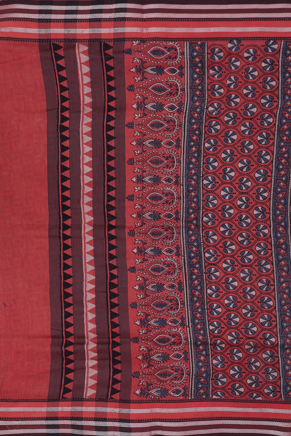 Chanderi Silk Cotton Saree In Grey And Brown With Ogee Design