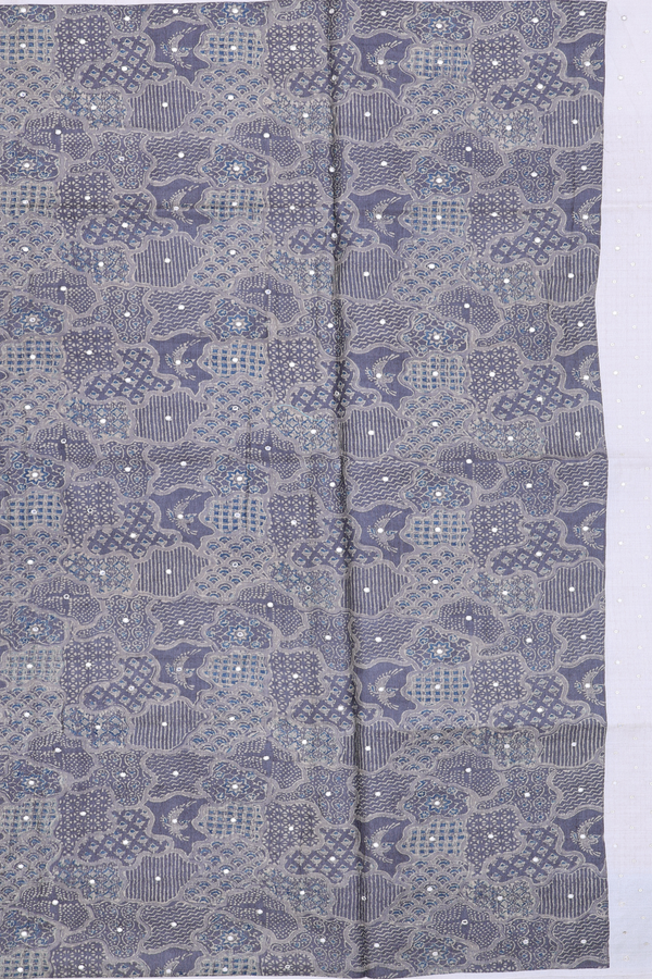 Tussar Silk Saree In Off White Checks Design