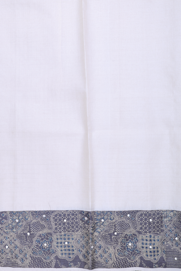 Tussar Silk Saree In Off White Checks Design