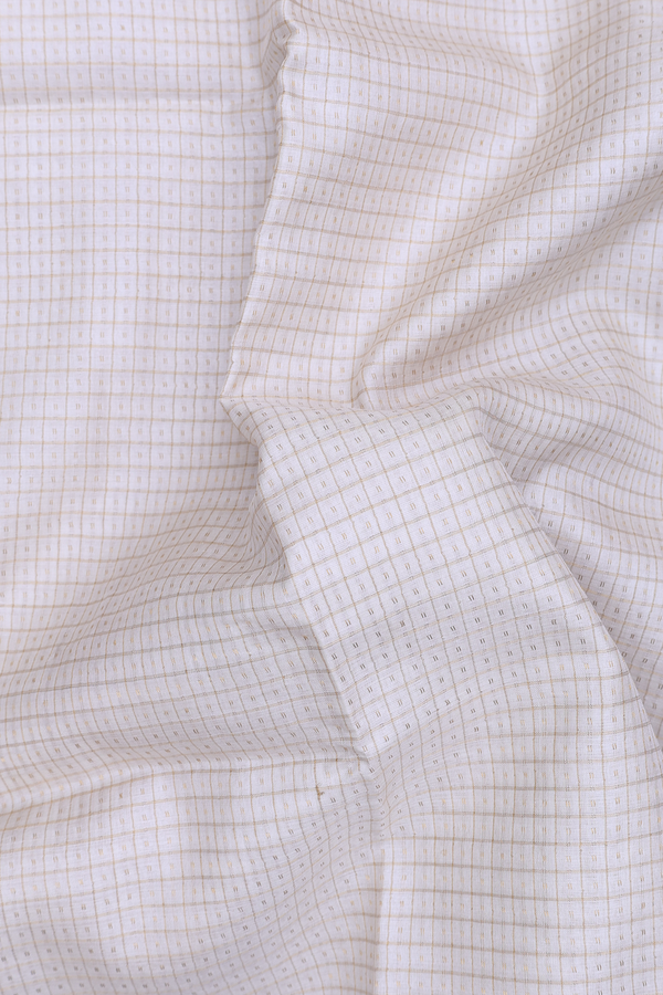 Tussar Silk Saree In Off White Checks Design