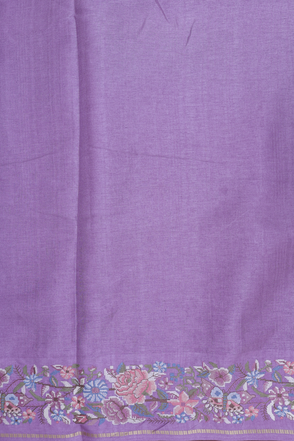 Tussar Silk Saree In Lavender With Checks Design