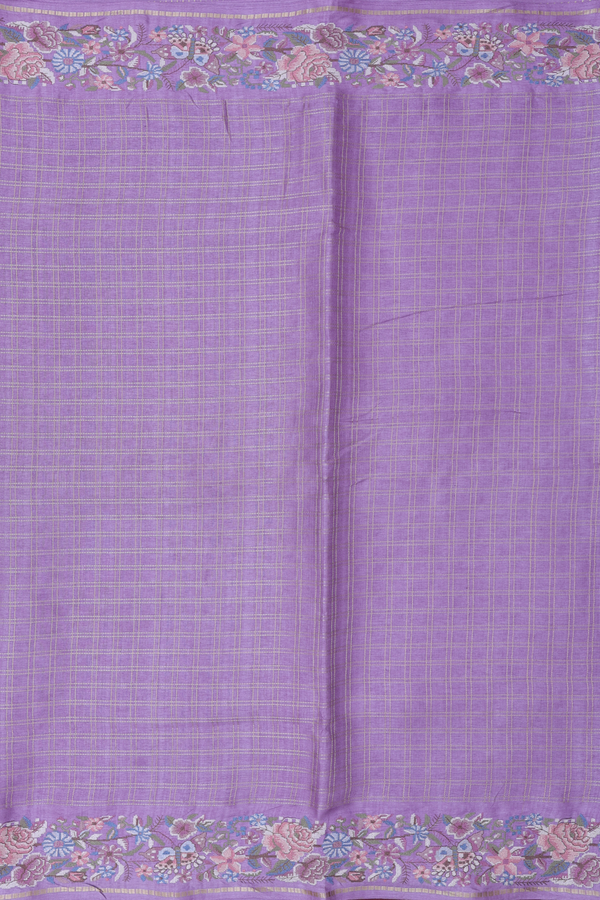 Tussar Silk Saree In Lavender With Checks Design