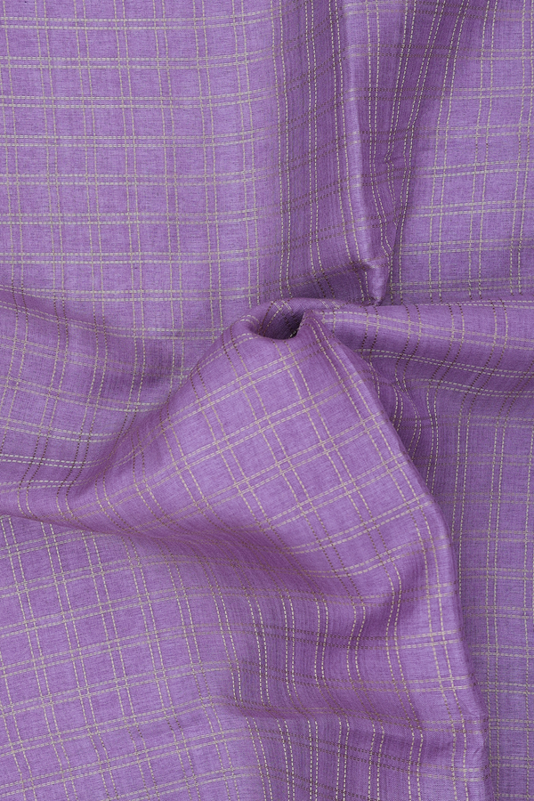 Tussar Silk Saree In Lavender With Checks Design