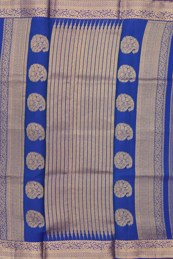 Kota Silk Saree In Cobalt Blue With Paisley Buttas