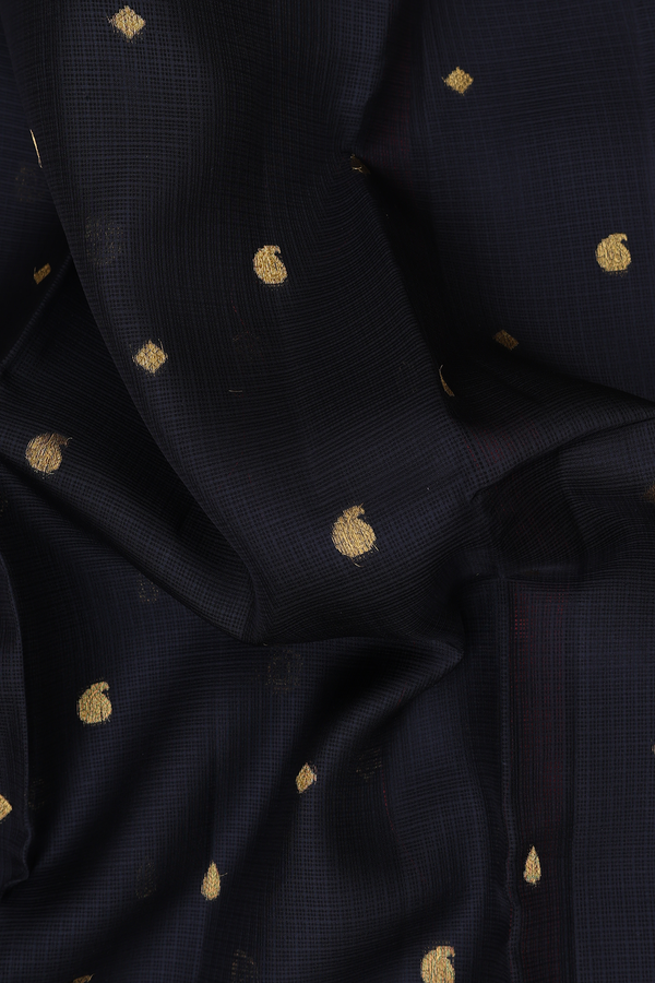Kota Silk Saree In Black With Paisley Buttas