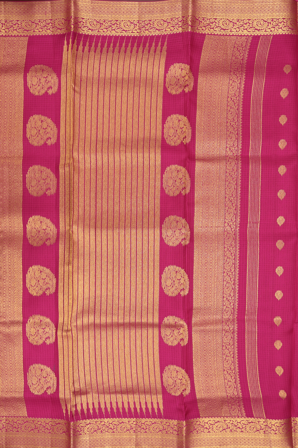 Kota Silk Saree In Dark Pink With Zari Buttas