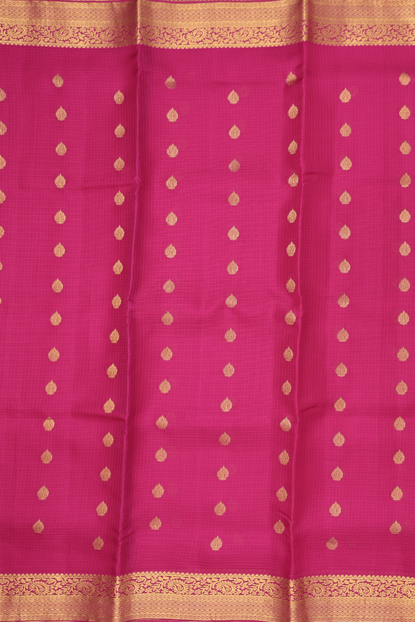 Kota Silk Saree In Dark Pink With Zari Buttas