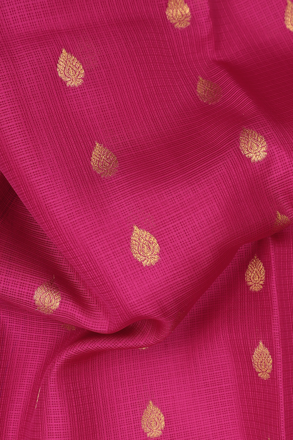 Kota Silk Saree In Dark Pink With Zari Buttas