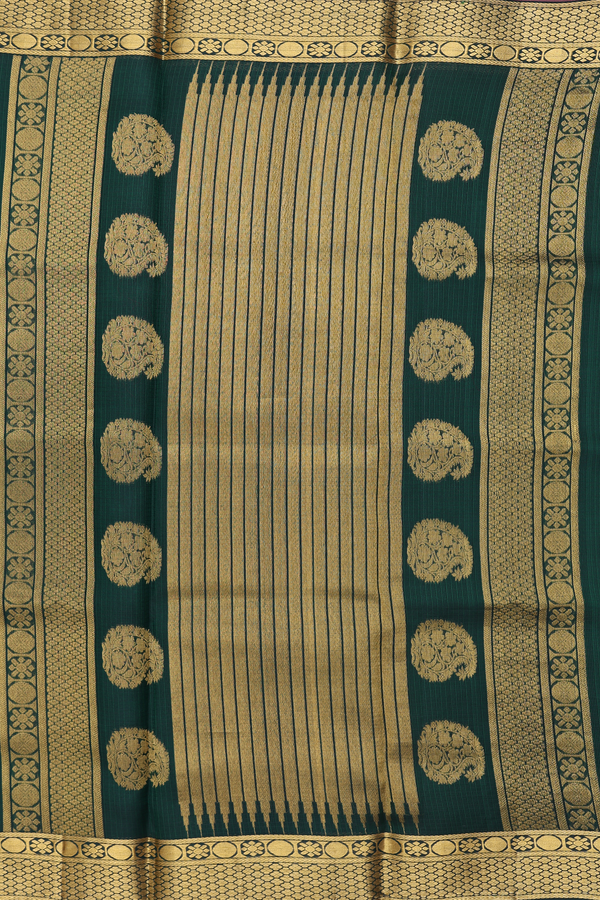 Kota Silk Saree In Dark Green With Paisley Buttas