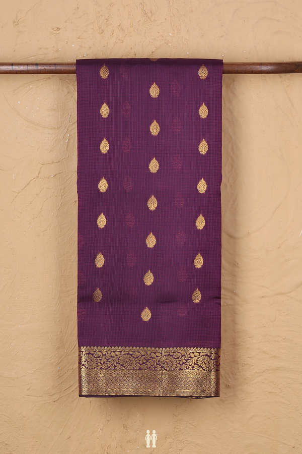 Kota Silk Saree In Purple With Zari Buttas