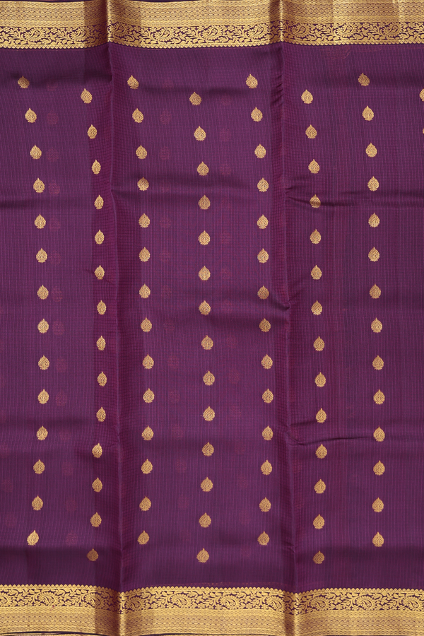 Kota Silk Saree In Purple With Zari Buttas