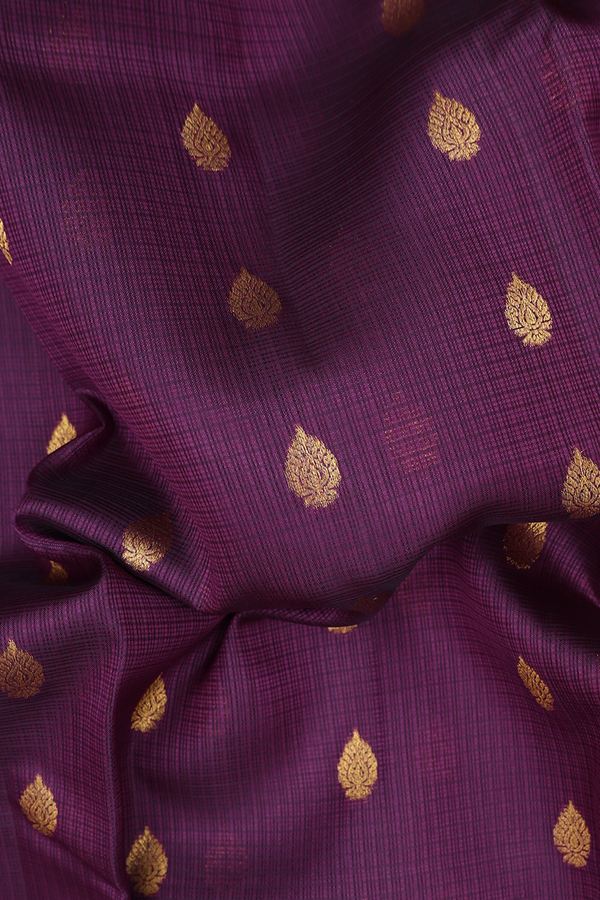 Kota Silk Saree In Purple With Zari Buttas