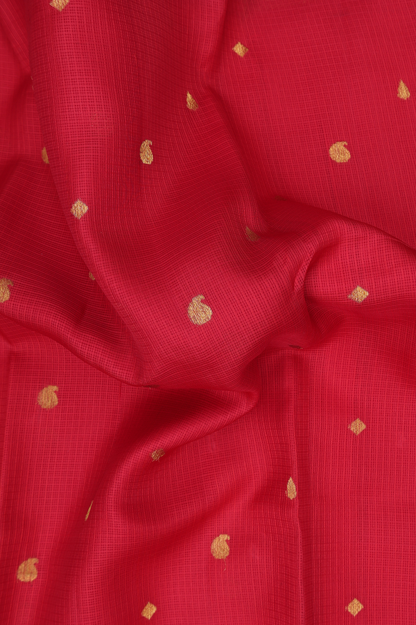Kota Silk Saree In Crimson Red With Paisley Buttas