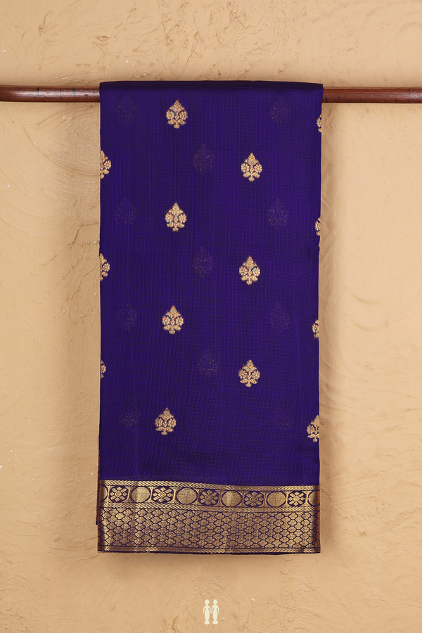 Kota Silk Saree In Royal Purple With Zari Buttas