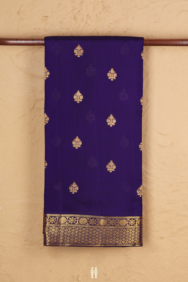 Kota Silk Saree In Royal Purple With Zari Buttas
