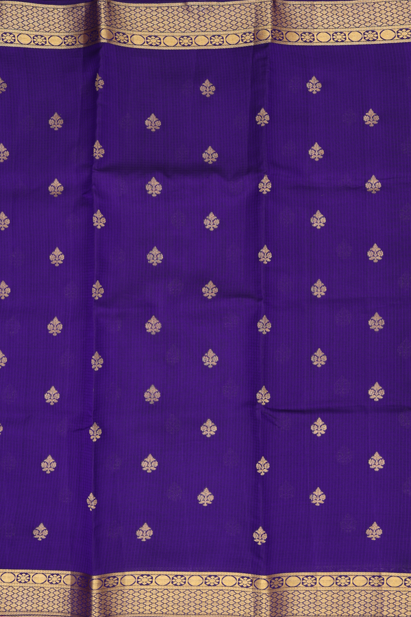 Kota Silk Saree In Royal Purple With Zari Buttas