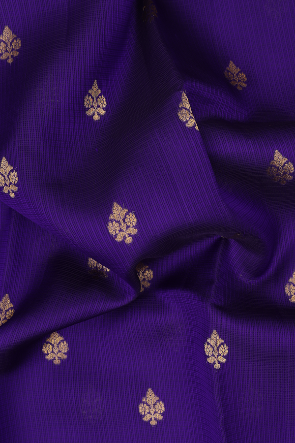 Kota Silk Saree In Royal Purple With Zari Buttas