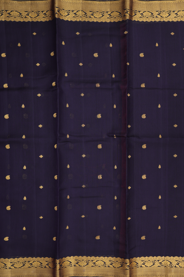 Kota Silk Saree In Black With Paisley Buttas