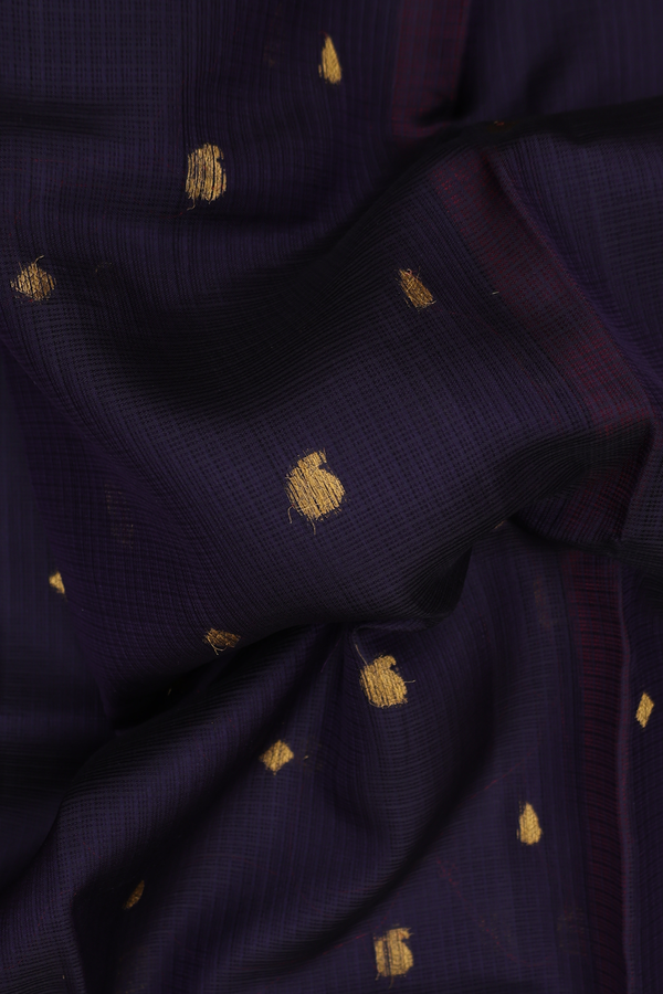 Kota Silk Saree In Black With Paisley Buttas