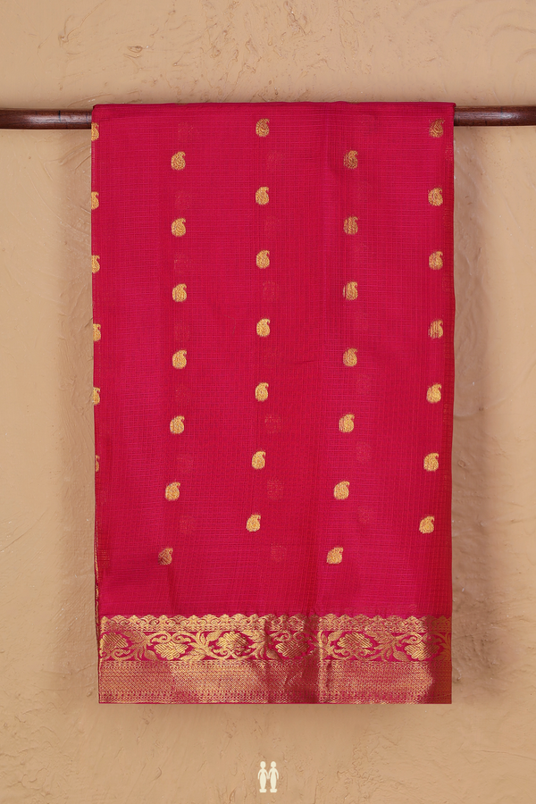 Kota Silk Saree In Red With Paisley Buttas