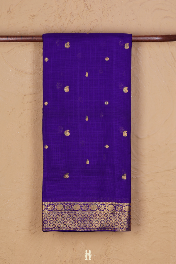Kota Silk Saree In Royal Purple With Paisley Buttas