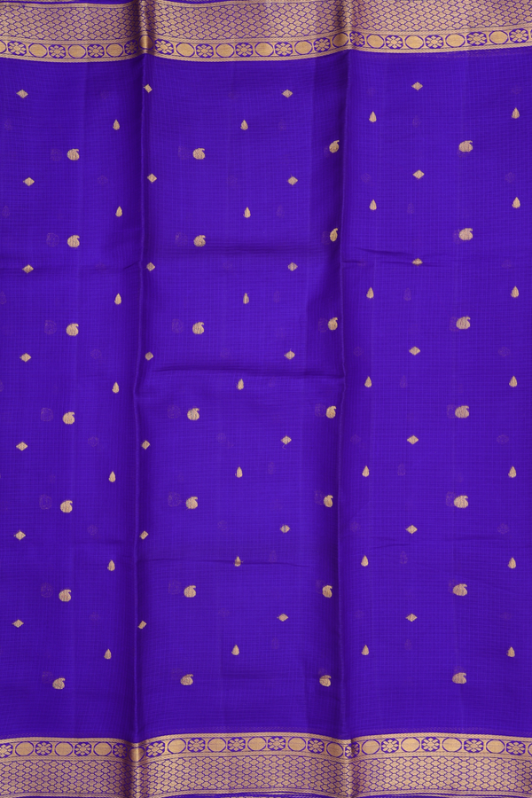 Kota Silk Saree In Royal Purple With Paisley Buttas