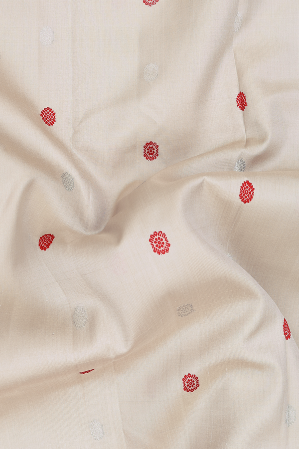 Gadwal Silk Saree In Off White With Floral Buttas