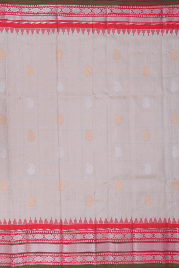 Gadwal Silk Saree In Light Brown With Paisley Buttas