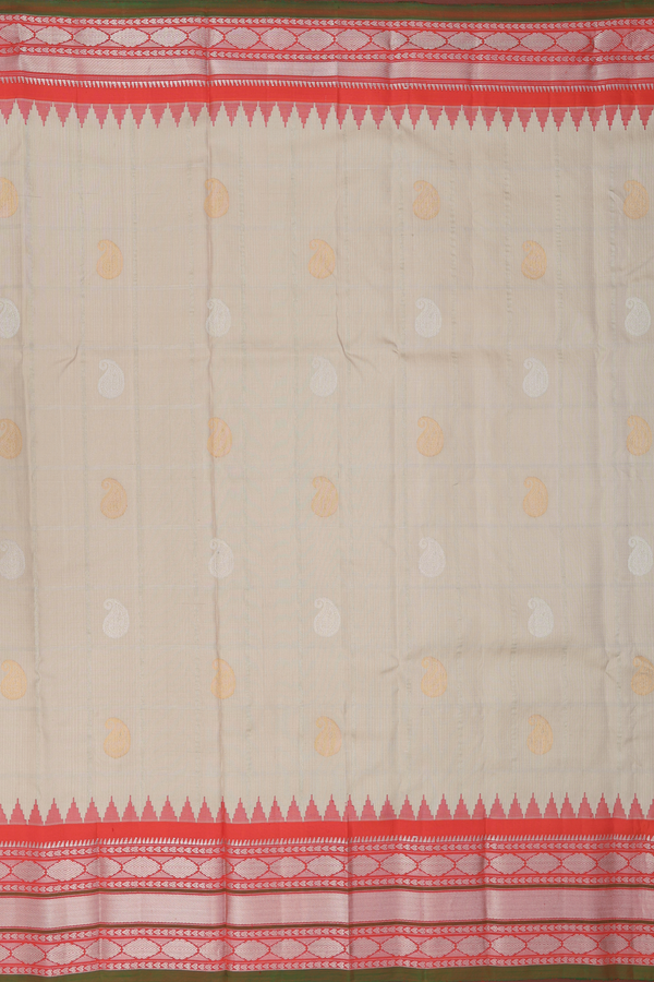 Gadwal Silk Saree In Light Brown With Paisley Buttas