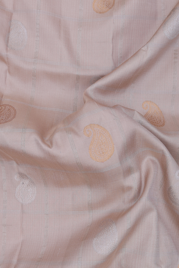 Gadwal Silk Saree In Light Brown With Paisley Buttas