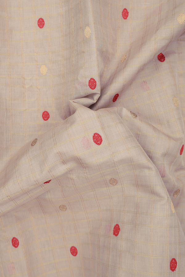 Gadwal Silk Saree In Cream Color With Checks Design