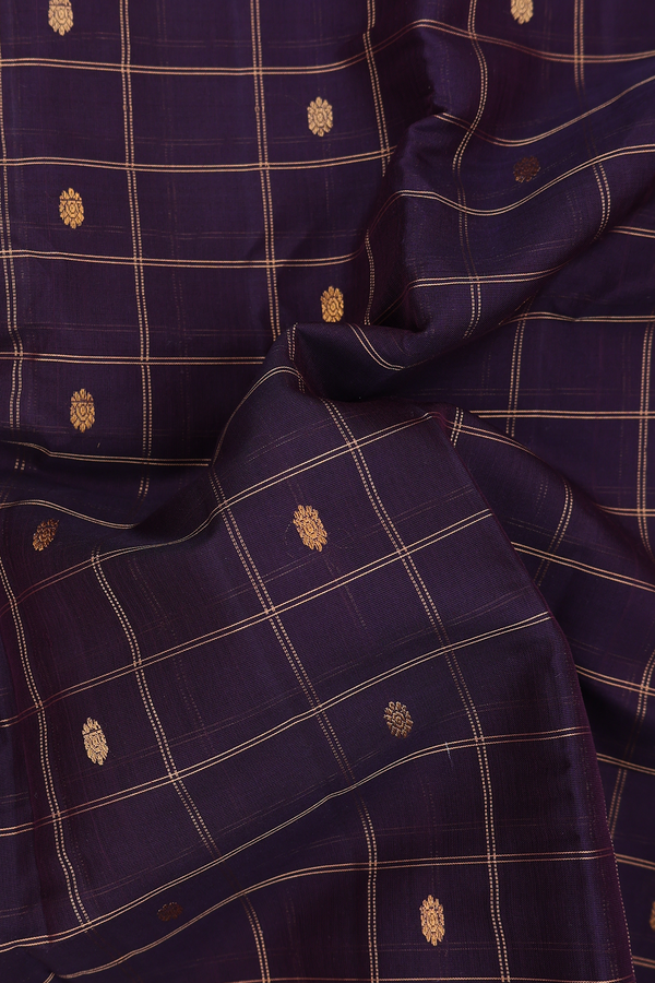 Gadwal Silk Saree In Dark Oak Brown With Checks Design