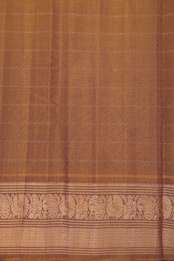 Gadwal Silk Saree In Dark Oak Brown With Checks Design