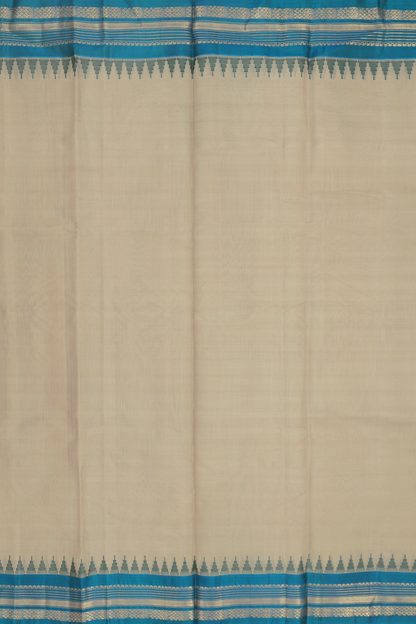 Gadwal Silk Cotton Saree In Pastel Khaki With Contrast Border
