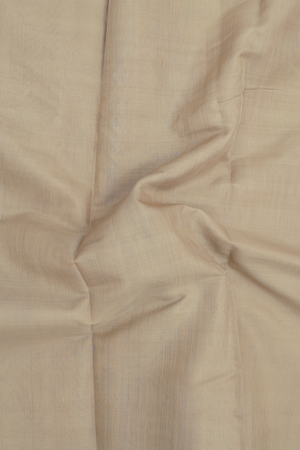 Gadwal Silk Cotton Saree In Pastel Khaki With Contrast Border