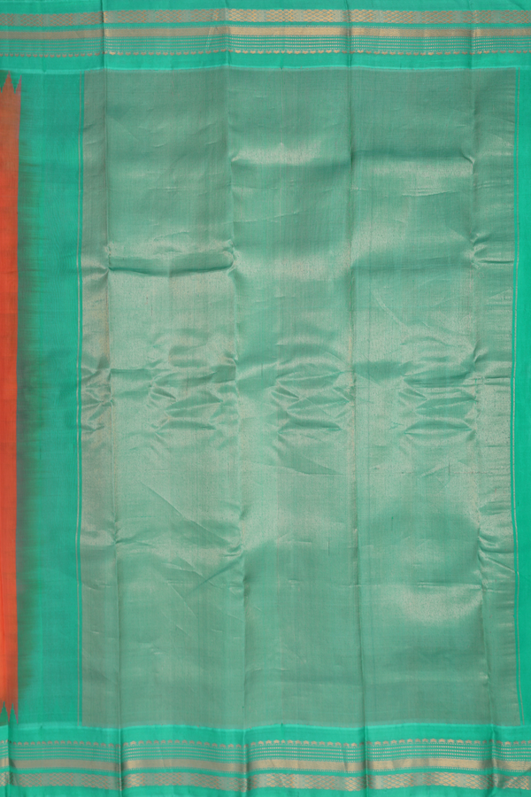 Gadwal Silk Cotton Saree In Orange With Contrast Border