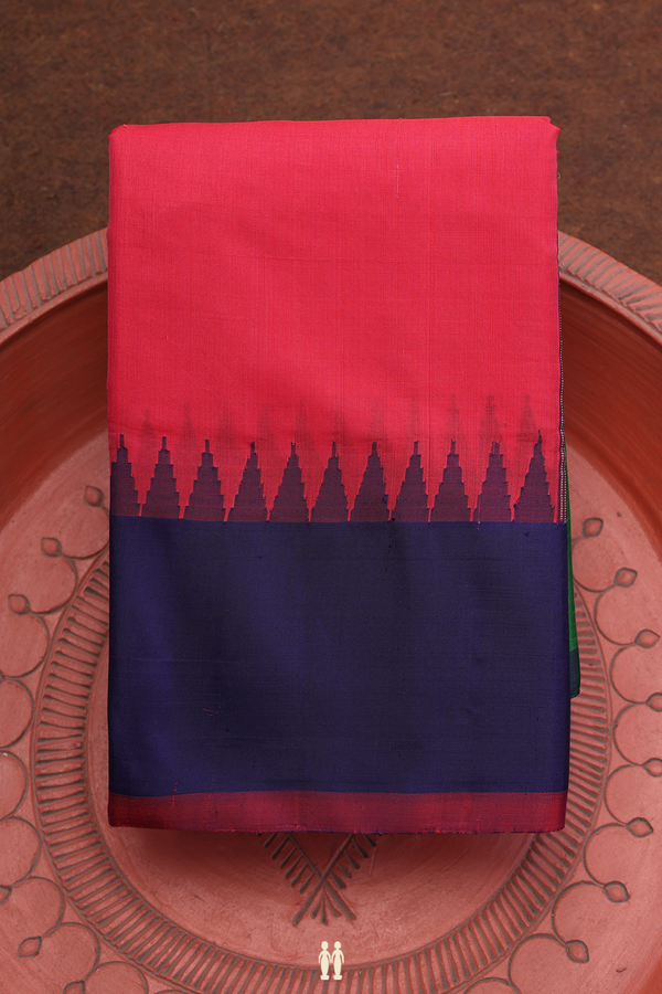 Gadwal Silk Cotton Saree In Scarlet Red With Contrast Border