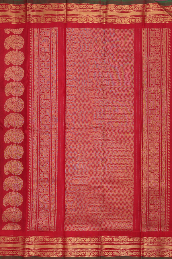 Gadwal Silk Saree In Black With Floral Buttas