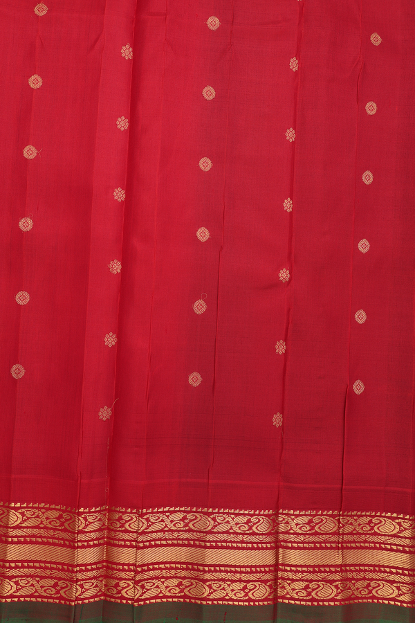 Gadwal Silk Saree In Black With Floral Buttas