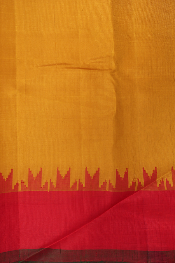 Gadwal Silk Cotton Saree In Forest Green With Checks Design