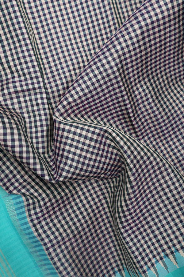 Gadwal Silk Saree Black And White With Checks Design