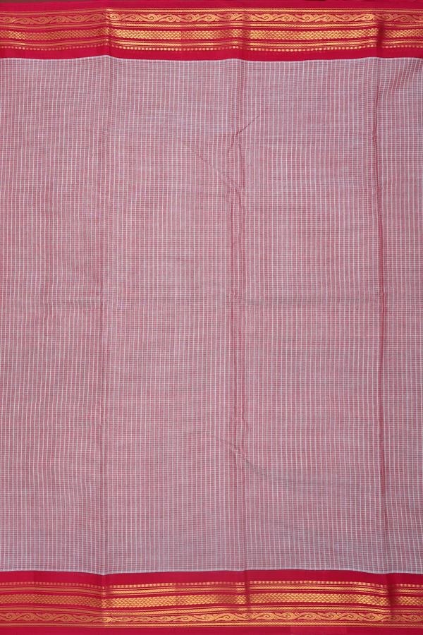 Gadwal Cotton Saree In Dusty Red With Checks Design