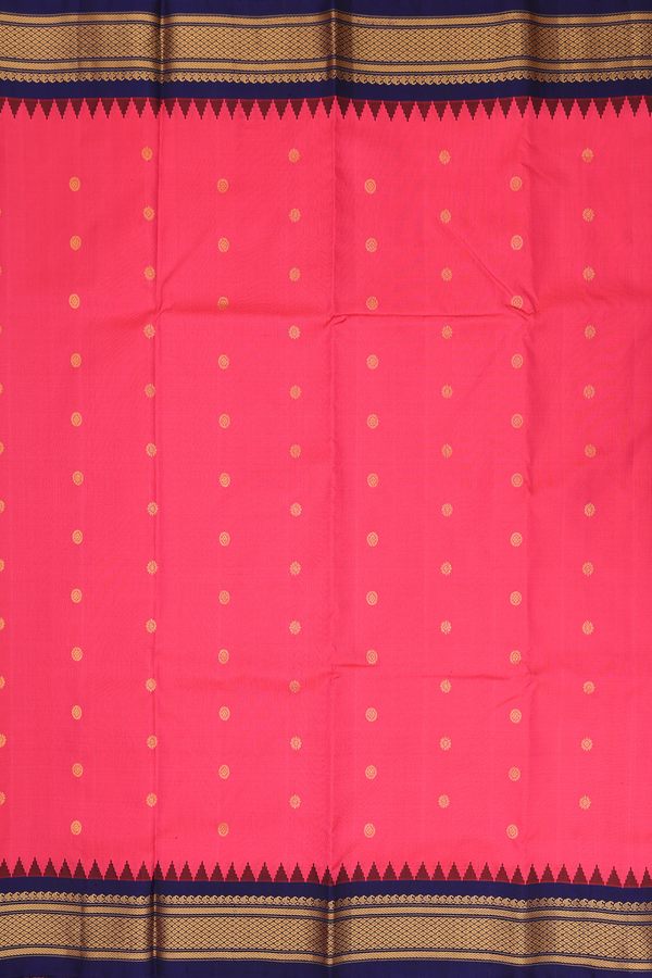 Gadwal Silk Saree In Hot Pink With Floral Design