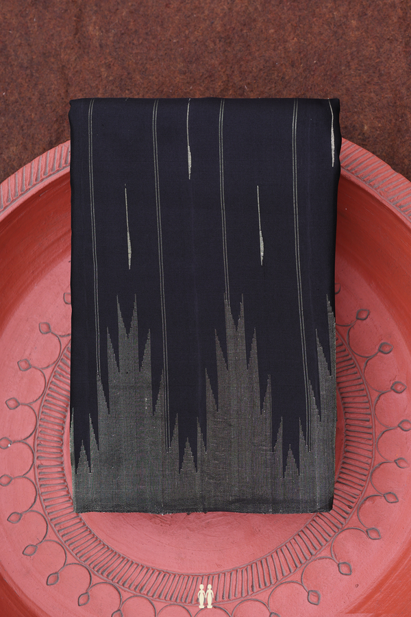 Gadwal Silk Saree In Black With Stripes Design