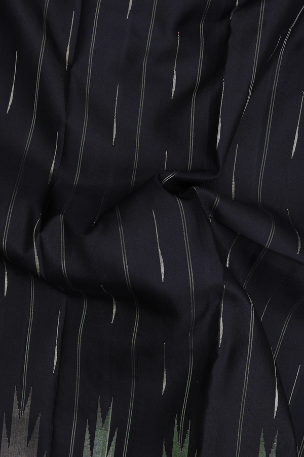 Gadwal Silk Saree In Black With Stripes Design
