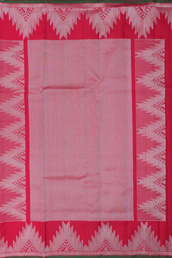 Gadwal Silk Saree In Scarlet Red With Paisley Buttis